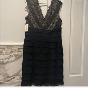 Elegant Black Lace Tiered Dress